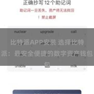 比特派APP安装 选择比特派：最安全便捷的数字资产钱包