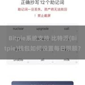 Bitpie系统支持 比特派(Bitpie)钱包如何设置每日限额？