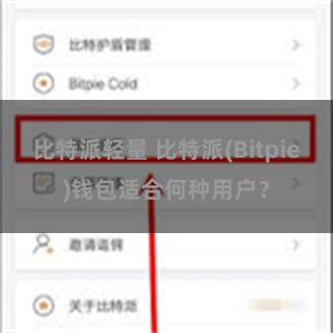 比特派轻量 比特派(Bitpie)钱包适合何种用户？