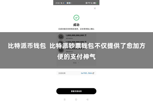 比特派币钱包  比特派钞票钱包不仅提供了愈加方便的支付神气